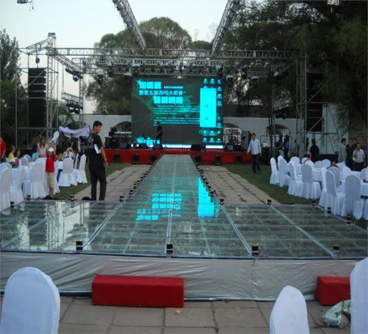 Aluminum glass stage platform